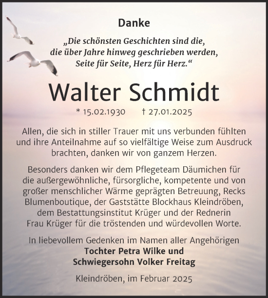 Traueranzeige von Walter Schmidt von Trauerkombi Wittenberg