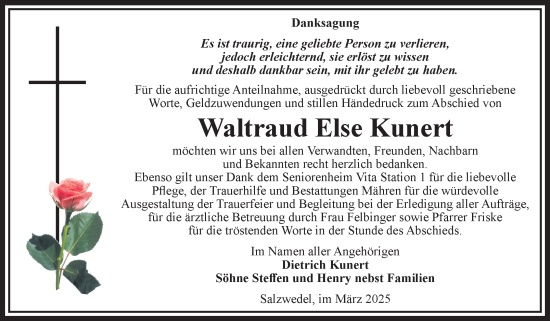 Traueranzeige von Waltraud Else Kunert von Volksstimme Altmark West