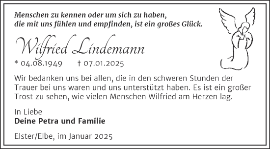 Traueranzeige von Wilfried Lindemann von Super Sonntag Wittenberg