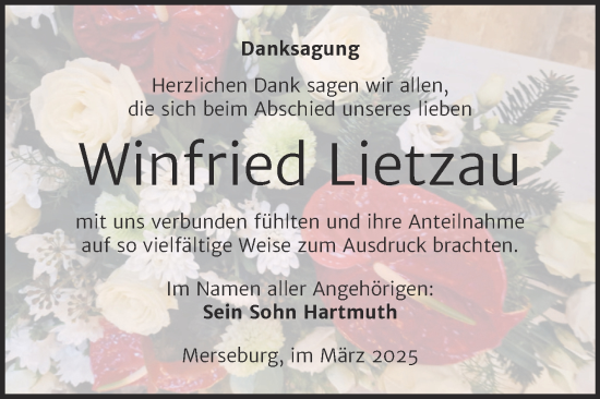 Traueranzeige von Winfried Lietzau von Trauerkombi Merseburg