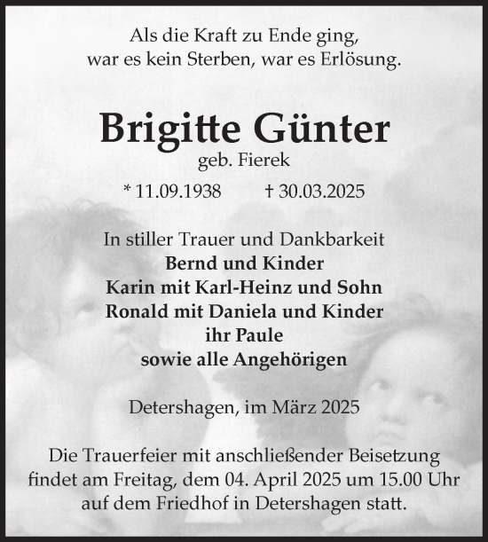 Traueranzeige von Brigitte Günter von Volksstimme Burg/Genthin
