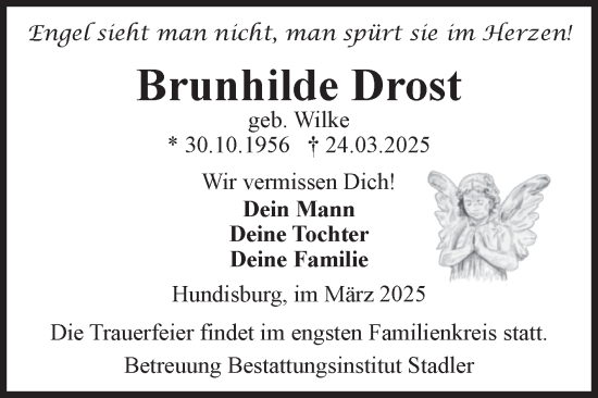 Traueranzeige von Brunhilde Drost von Volksstimme Haldensleben/Wolmirstedt