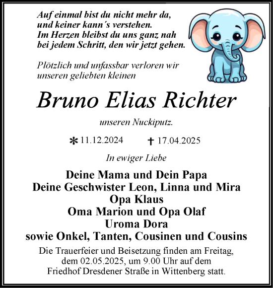 Traueranzeige von Bruno Elias Richter 