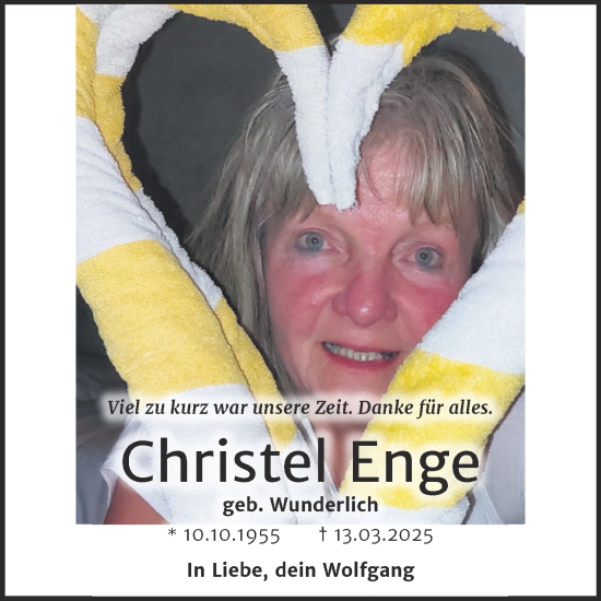 Traueranzeige von Christel Enge von Trauerkombi Zeitz