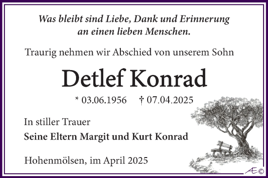 Traueranzeige von Detlef Konrad von Trauerkombi Weißenfels
