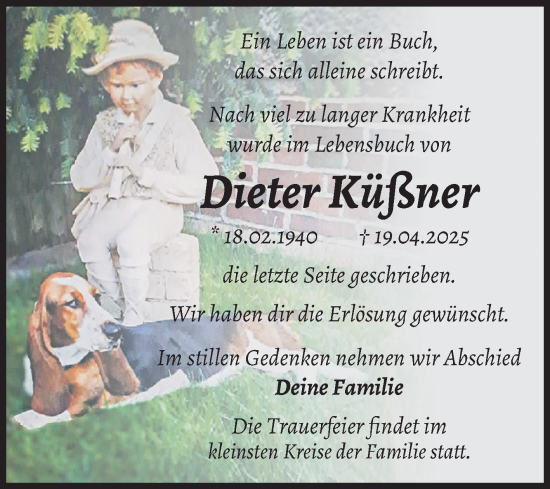 Traueranzeige von Dieter Küßner von Volksstimme Burg/Genthin