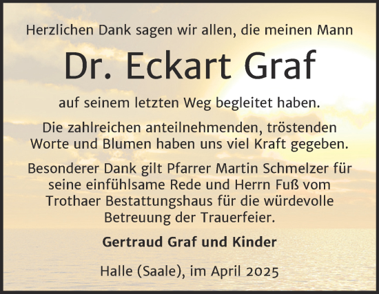 Traueranzeige von Eckart Graf von Mitteldeutsche Zeitung Halle/Saalkreis