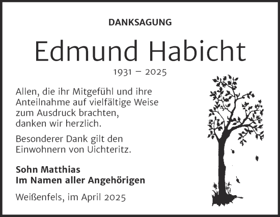 Traueranzeige von Edmund Habicht von Trauerkombi Weißenfels