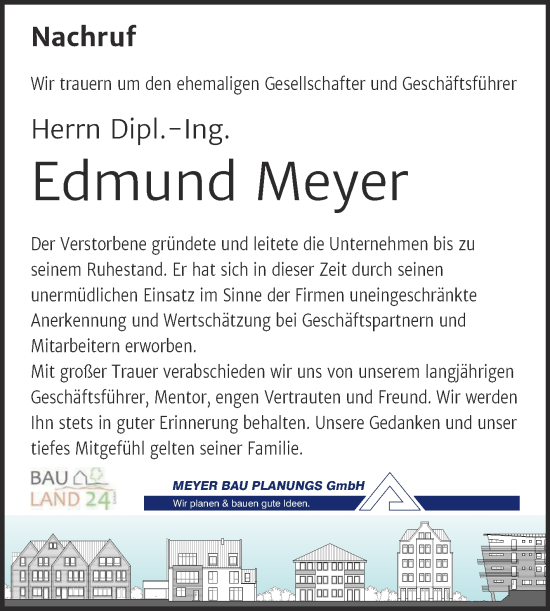 Traueranzeige von Edmund Meyer von Super Sonntag Bernburg
