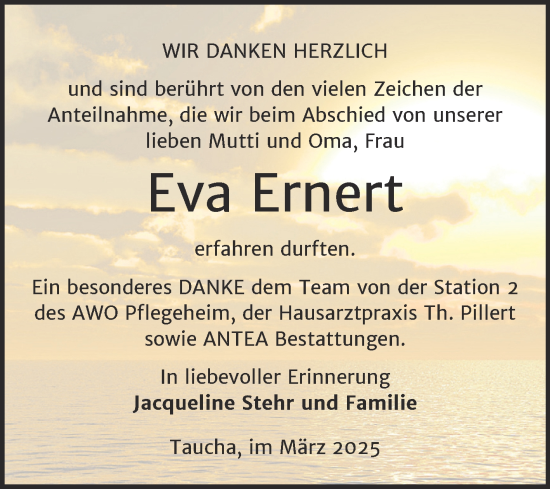 Traueranzeige von Eva Ernert von Trauerkombi Weißenfels