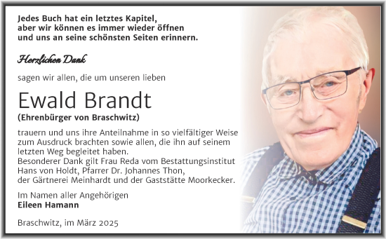 Traueranzeige von Ewald Brandt von Mitteldeutsche Zeitung Halle/Saalkreis