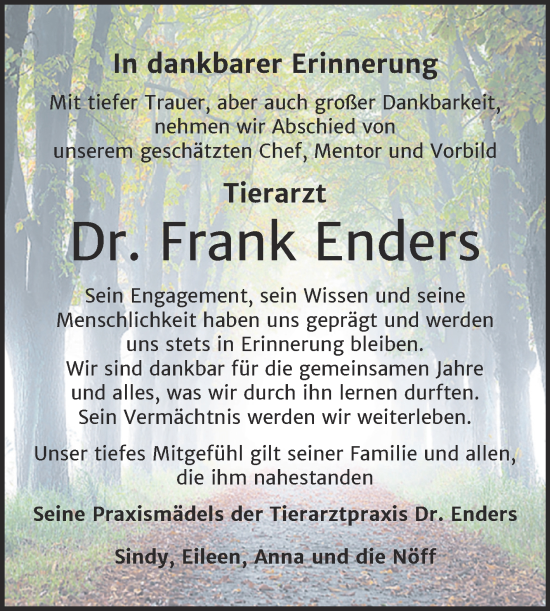 Traueranzeige von Frank Enders von Super Sonntag Bernburg