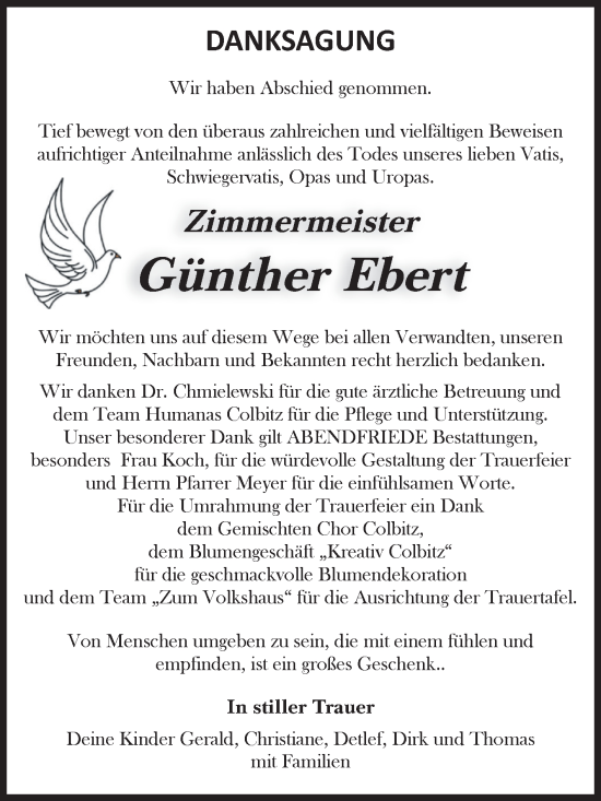Traueranzeige von Günther Ebert von Volksstimme Haldensleben/Wolmirstedt