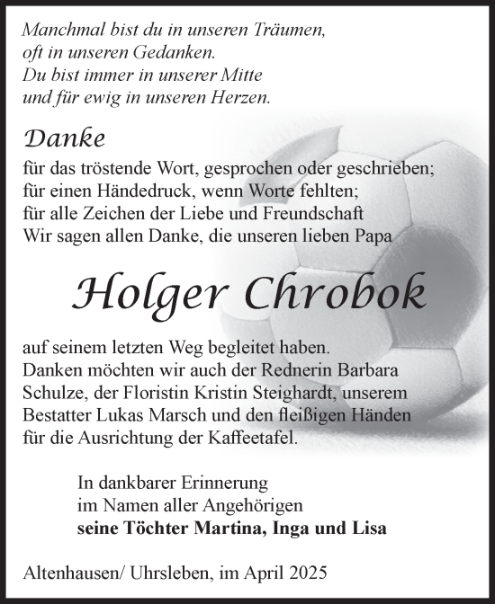 Traueranzeige von Holger Chrobok von Volksstimme Haldensleben/Wolmirstedt