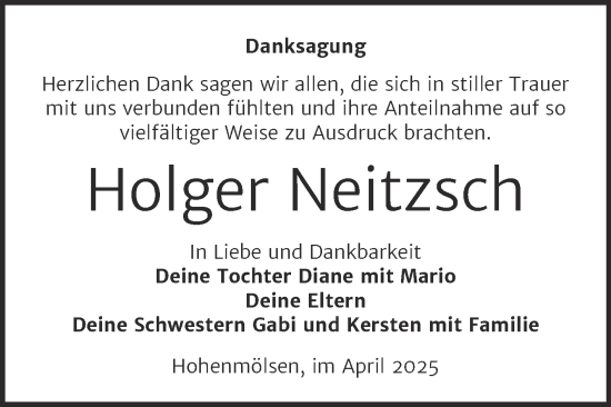 Traueranzeige von Holger Neitzsch von Trauerkombi Weißenfels