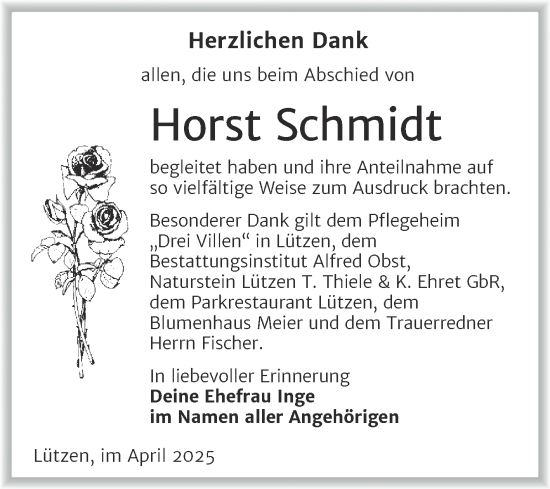 Traueranzeige von Horst Schmidt von Trauerkombi Weißenfels