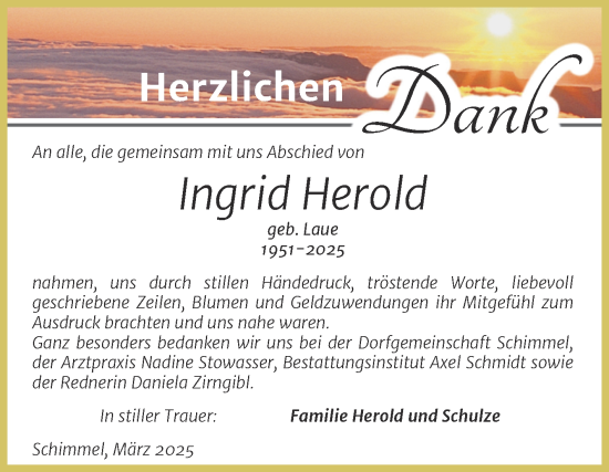 Traueranzeige von Ingrid Herold von Super Sonntag Naumburg/Nebra