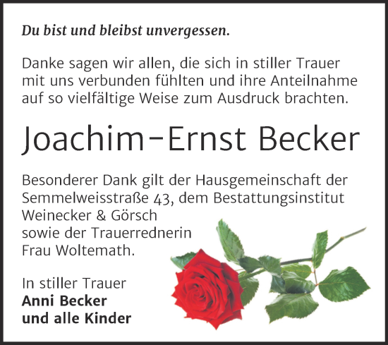 Traueranzeige von Joachim-Ernst Becker von Trauerkombi Bernburg