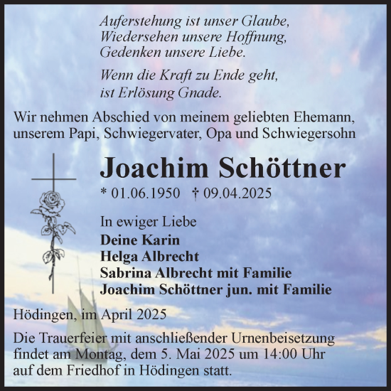Traueranzeige von Joachim Schöttner von Volksstimme Haldensleben/Wolmirstedt