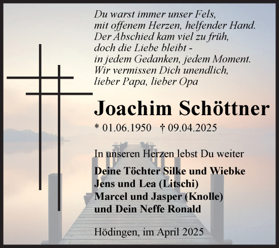 Traueranzeige von Joachim Schöttner von Volksstimme Haldensleben/Wolmirstedt