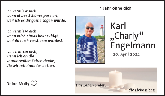 Traueranzeige von Karl Engelmann von Trauerkombi Köthen