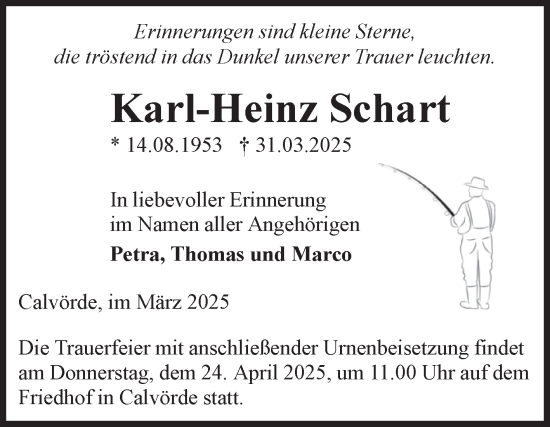 Traueranzeige von Karl-Heinz Schart von Volksstimme Haldensleben/Wolmirstedt