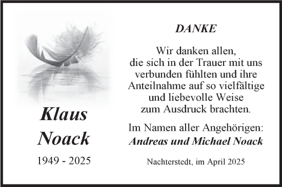 Traueranzeige von Klaus Noack von Trauerkombi Aschersleben