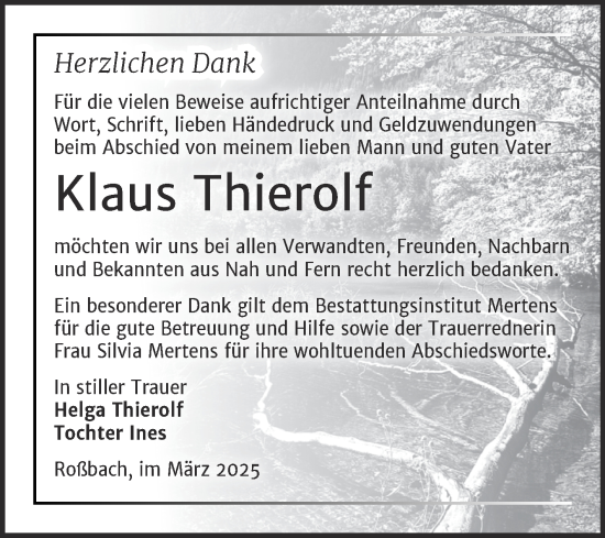 Traueranzeige von Klaus Thierolf von Super Sonntag Naumburg/Nebra