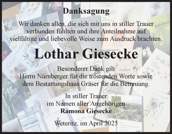 Traueranzeige von Lothar Giesecke von Volksstimme Altmark West