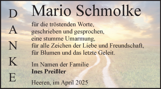 Traueranzeige von Mario Schmolke von Volksstimme Altmark Ost
