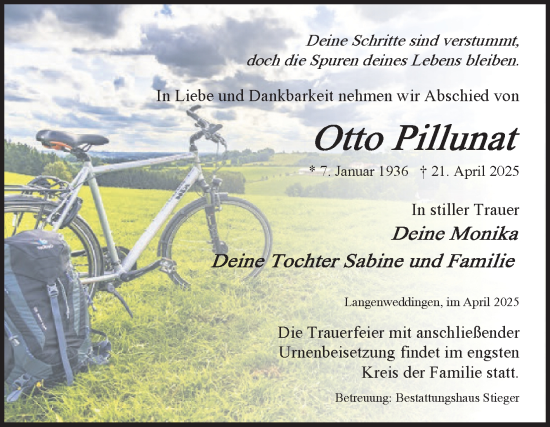 Traueranzeige von Otto Pillunat von Volksstimme Oschersleben/Wanzleben