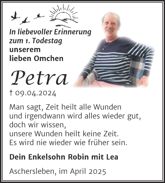 Traueranzeige von Petra  von Trauerkombi Aschersleben