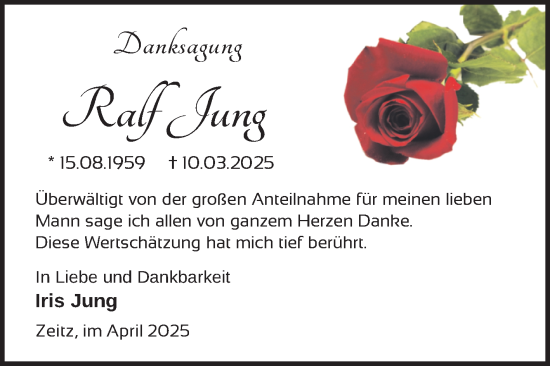 Traueranzeige von Ralf Jung von Trauerkombi Zeitz