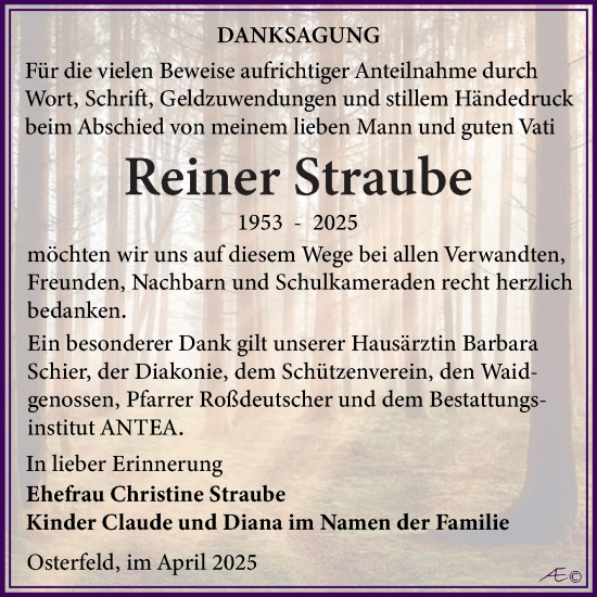 Traueranzeige von Reiner Straube von Super Sonntag Naumburg/Nebra