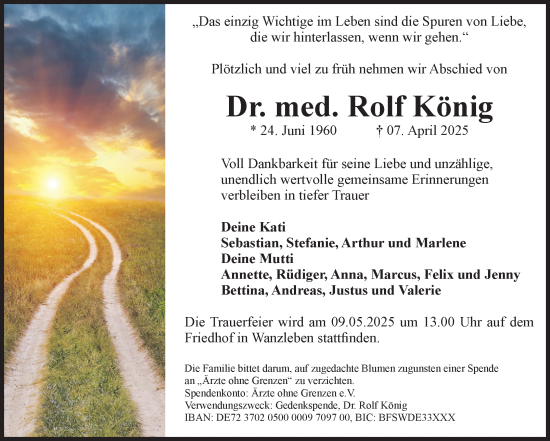 Traueranzeige von Rolf König von Volksstimme Oschersleben/Wanzleben