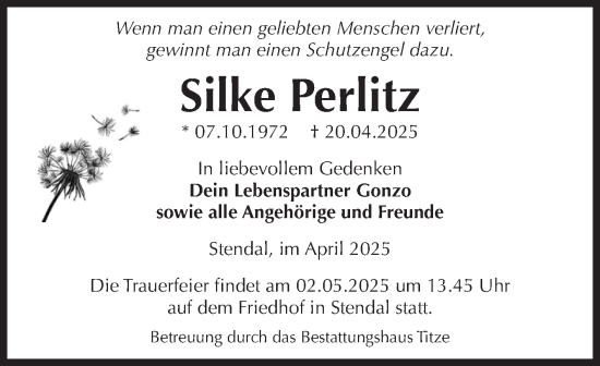 Traueranzeige von Silke Perlitz von Volksstimme Altmark Ost