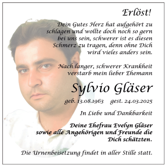 Traueranzeige von Sylvio Gläser von Trauerkombi Zeitz