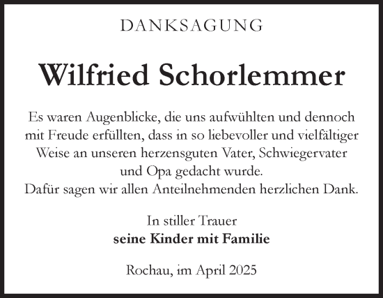 Traueranzeige von Wilfried Schorlemmer von Volksstimme Altmark Ost