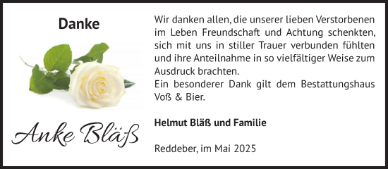 Traueranzeige von Anke Bläß von Volksstimme Wernigerode