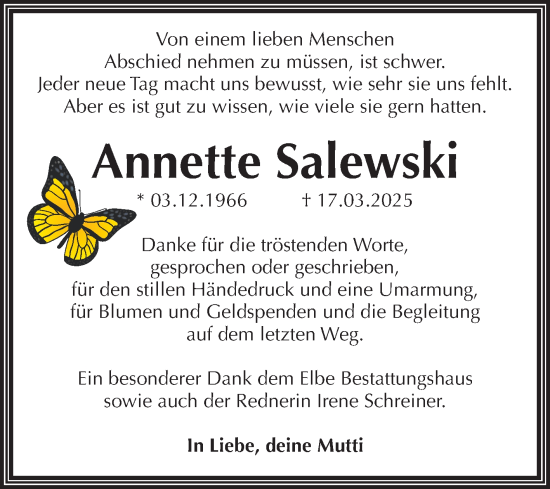 Traueranzeige von Annette Salewski von Volksstimme Magdeburg