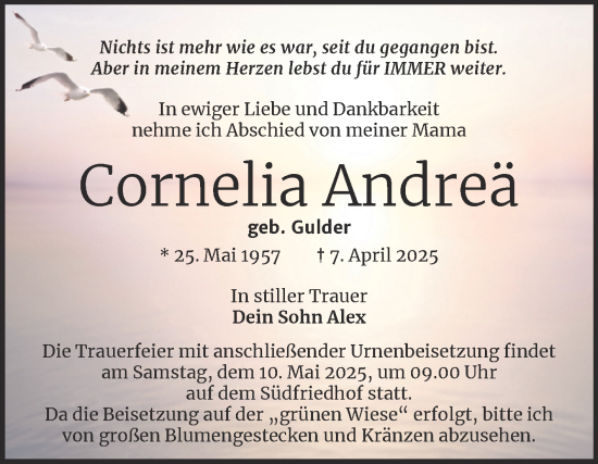 Traueranzeige von Cornelia Andreä von Mitteldeutsche Zeitung Halle/Saalkreis