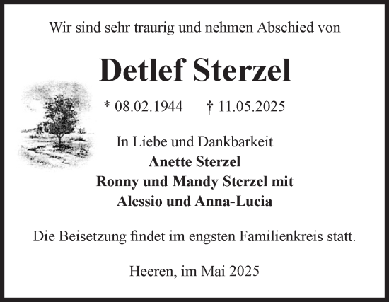 Traueranzeige von Detlef Sterzel von Volksstimme Altmark Ost