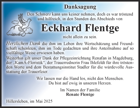 Traueranzeige von Eckhard Flentge von Volksstimme Haldensleben/Wolmirstedt