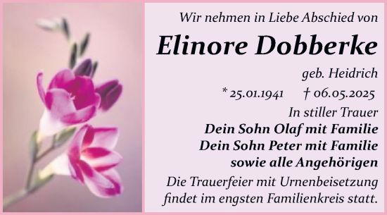 Traueranzeige von Elinore Dobberke von Trauerkombi Bitterfeld