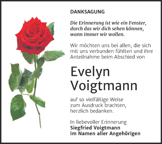 Traueranzeige von Evelyn Voigtmann von Trauerkombi Weißenfels