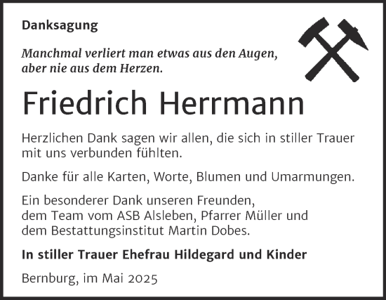 Traueranzeige von Friedrich Herrmann von Trauerkombi Bernburg