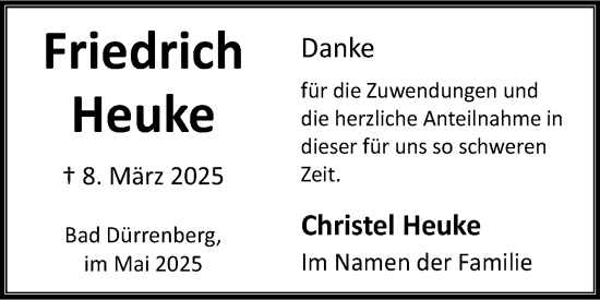 Traueranzeige von Friedrich Heuke von Mitteldeutsche Zeitung Aschersleben