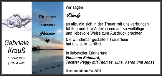 Traueranzeige von Gabriele Krauß von Super Sonntag Aschersleben