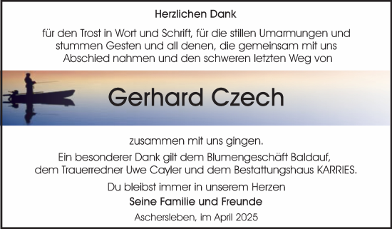 Traueranzeige von Gerhard Czech von Trauerkombi Aschersleben