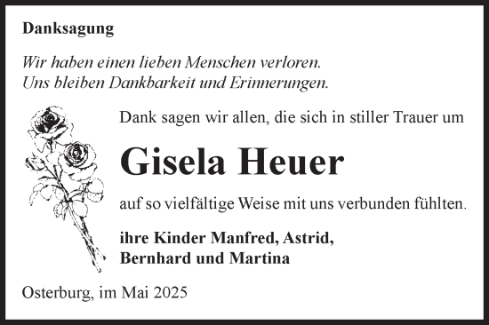 Traueranzeige von Gisela Heuer von Volksstimme Altmark West